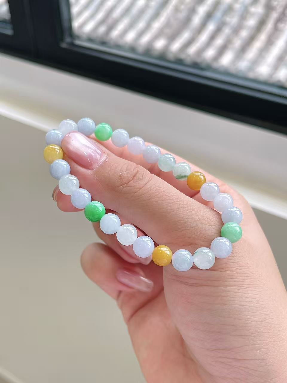 Yuanjiu Jewelry – Natural Multi-Gem Jadeite Bead Bracelet, Classically Enchanting