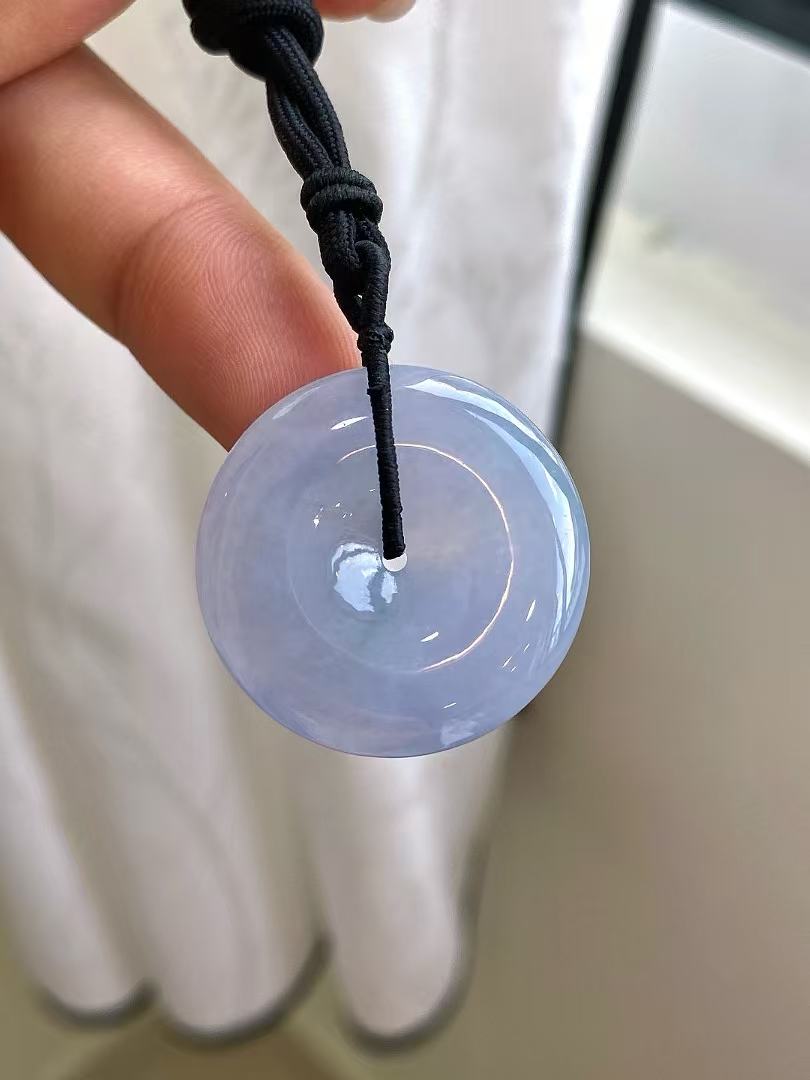 Yuanjiu Jewelry – Natural Icy Lavender Peace Buckle Loose Stone, Gently Elegant Icy Purple Jadeite