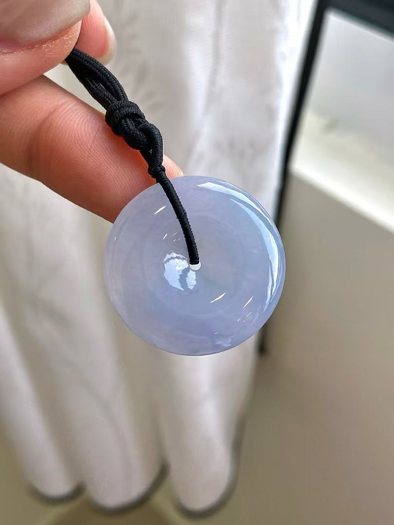 Yuanjiu Jewelry – Natural Icy Lavender Peace Buckle Loose Stone, Gently Elegant Icy Purple Jadeite