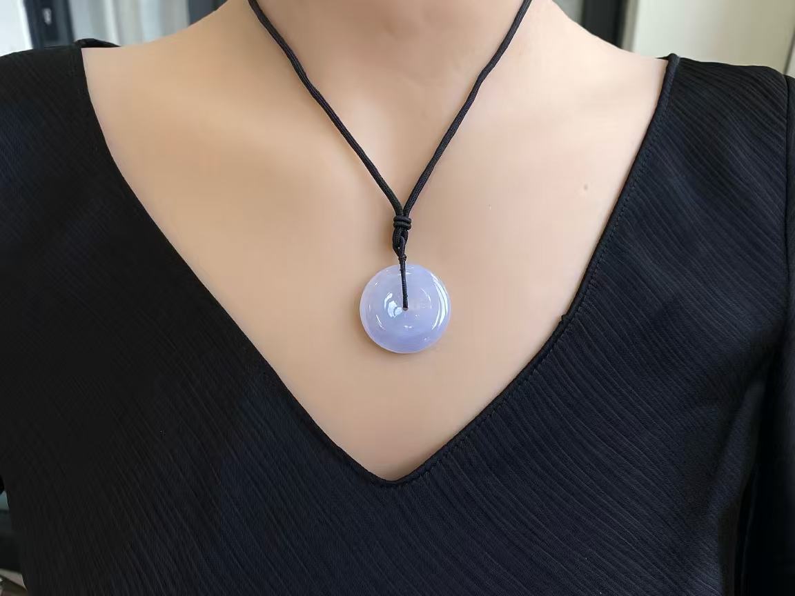 Yuanjiu Jewelry – Natural Icy Lavender Peace Buckle Loose Stone, Gently Elegant Icy Purple Jadeite