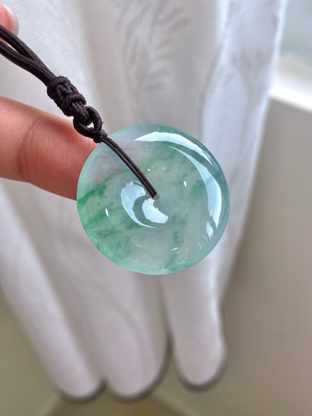 Yuanjiu Jewelry – Natural Icy Lavender Peace Buckle Loose Stone, Gently Elegant Icy Purple Jadeite