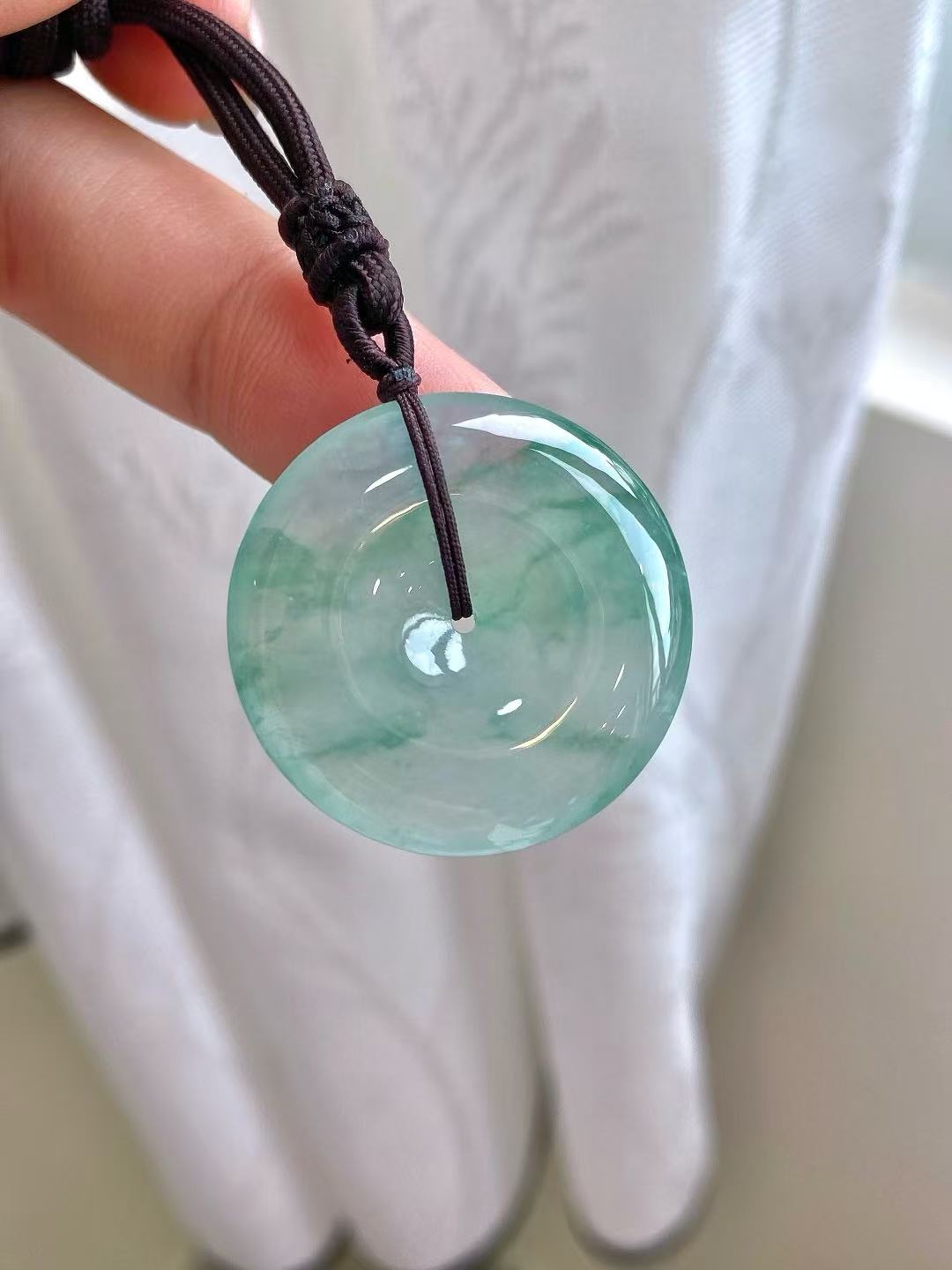 Yuanjiu Jewelry – Natural Icy Lavender Peace Buckle Loose Stone, Gently Elegant Icy Purple Jadeite