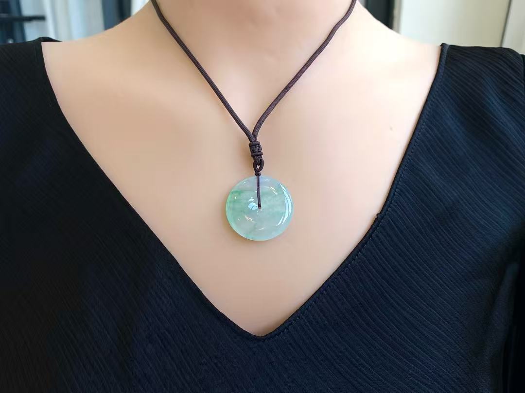 Yuanjiu Jewelry – Natural Icy Lavender Peace Buckle Loose Stone, Gently Elegant Icy Purple Jadeite