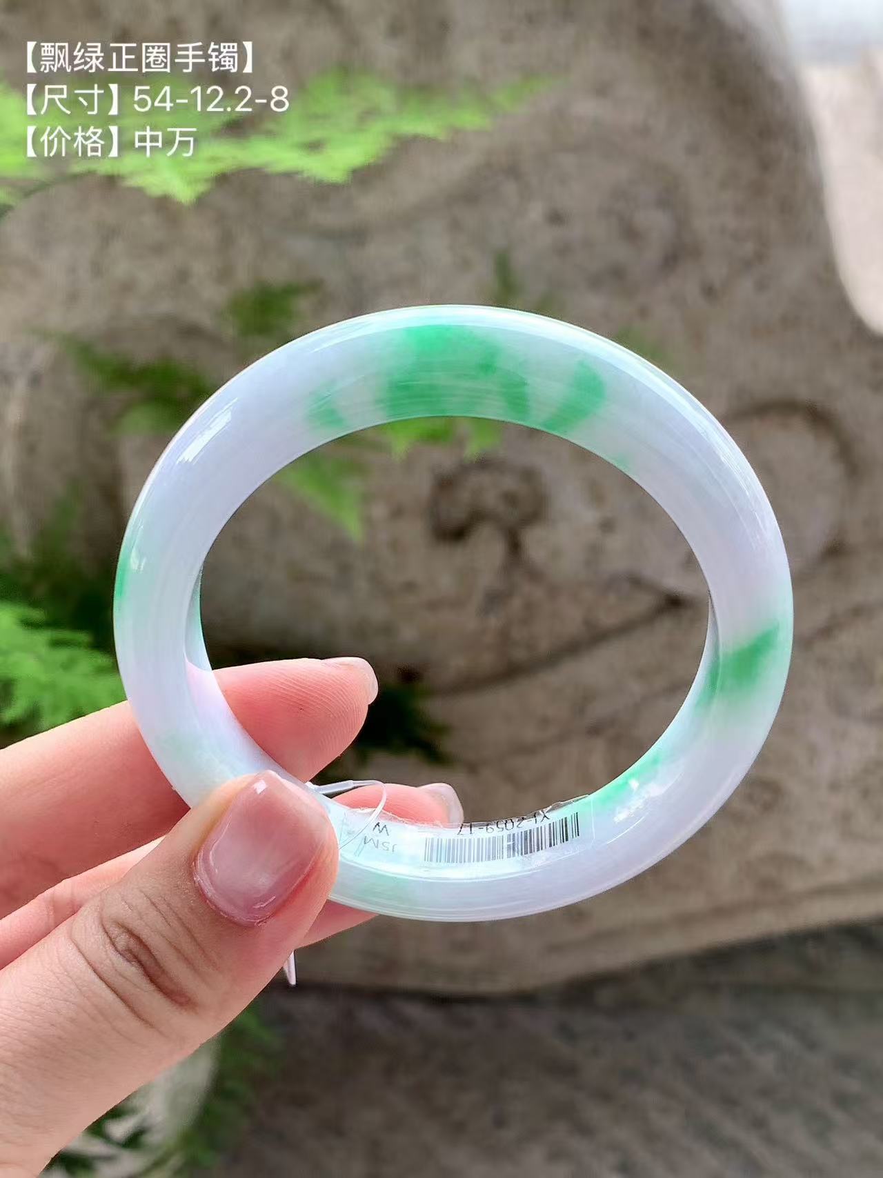 Yuanjiu Jewelry - Natural Floating Green Circular Jade Bangle, Elegant and Beautiful