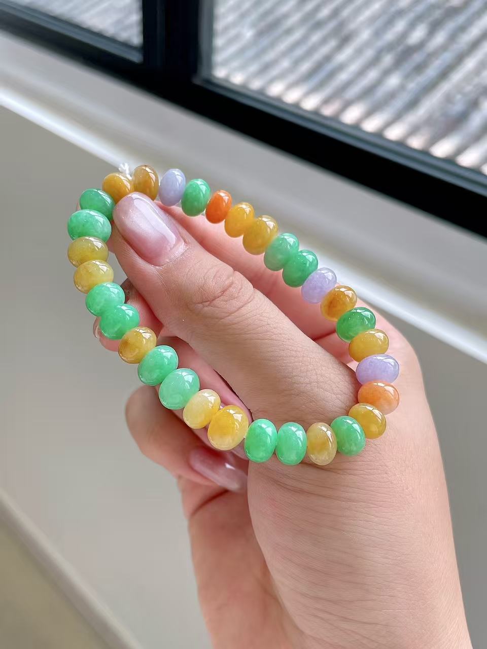 Yuanjiu Jewelry - Multi-Gemstone Abacus Bead Jade Bracelet, Classically Elegant