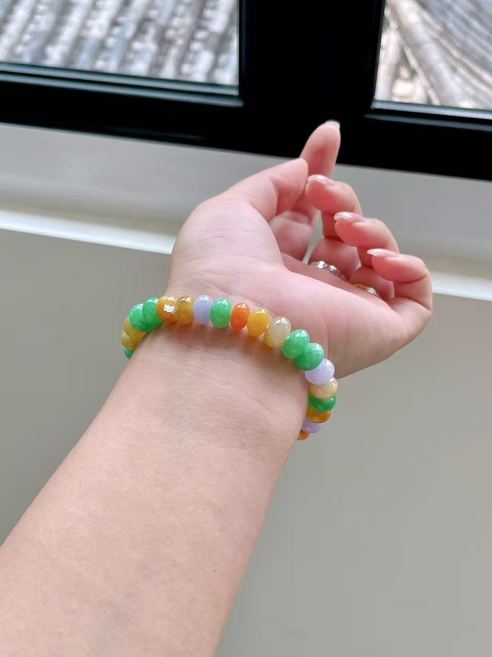 Yuanjiu Jewelry - Multi-Gemstone Abacus Bead Jade Bracelet, Classically Elegant