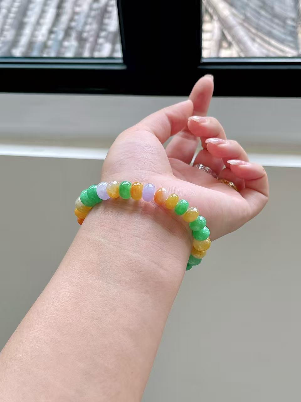 Yuanjiu Jewelry - Multi-Gemstone Abacus Bead Jade Bracelet, Classically Elegant