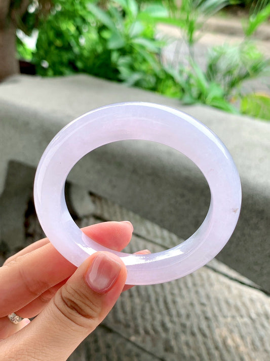 Yuanjiu Jewelry – Natural Jadeite Bracelet, Romantic Lavender Color, Elegant and Charming