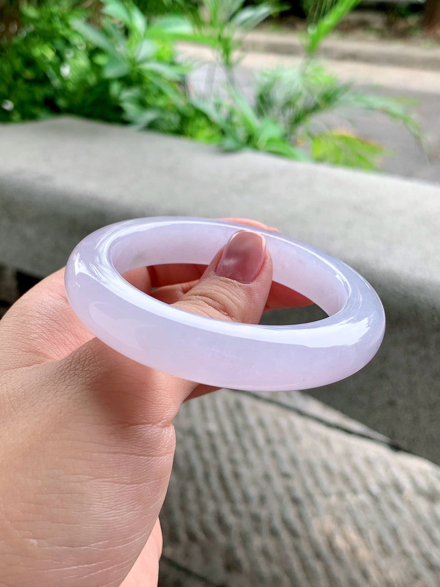 Yuanjiu Jewelry – Natural Jadeite Bracelet, Romantic Lavender Color, Elegant and Charming