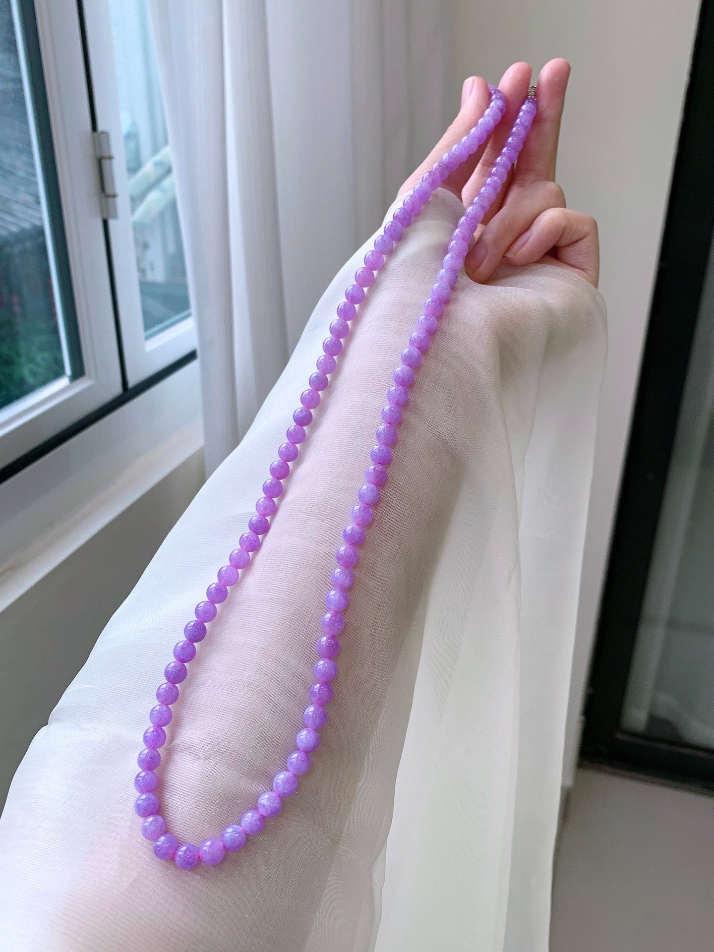 [Yuanjiu Jewelry] Natural violet jadeite beads, high-end jadeite, dreamy and sweet