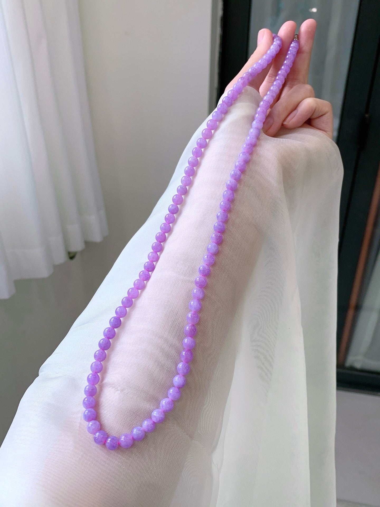 [Yuanjiu Jewelry] Natural violet jadeite beads, high-end jadeite, dreamy and sweet