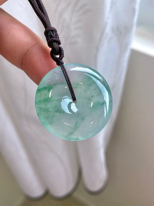 Yuanjiu Jewelry – Natural Icy Lavender Peace Buckle Loose Stone, Gently Elegant Icy Purple Jadeite