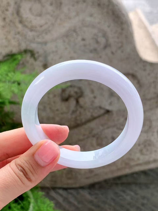 Yuanjiu Jewelry - Pale Purple Base Circular Jade Bangle, Elegant and Gentle