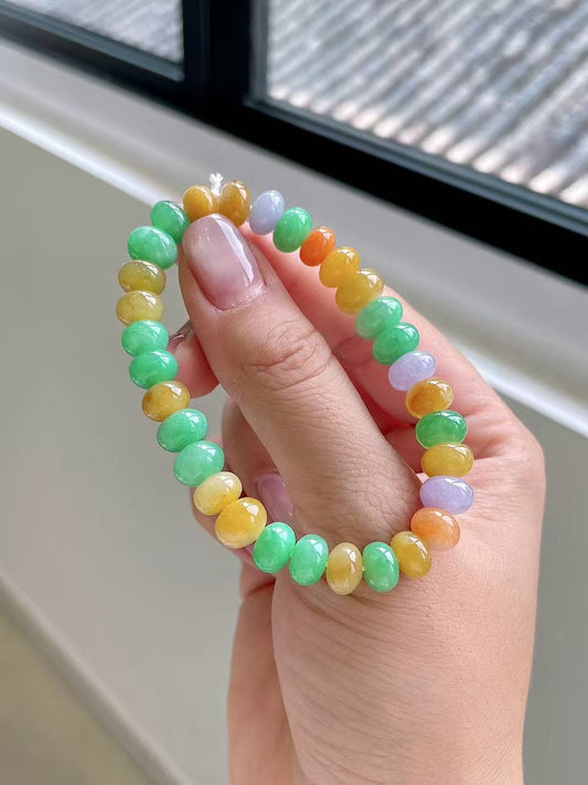 Yuanjiu Jewelry - Multi-Gemstone Abacus Bead Jade Bracelet, Classically Elegant
