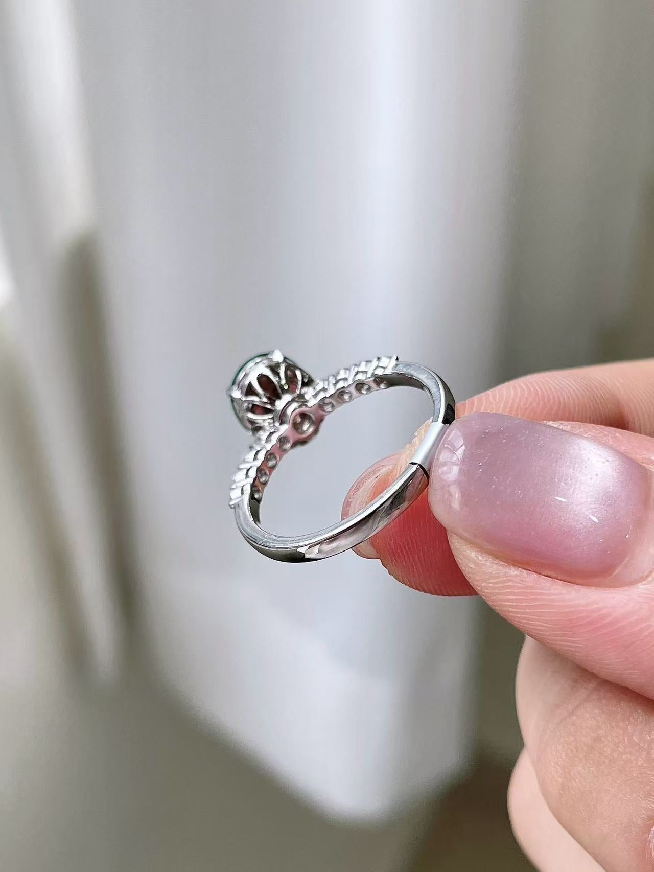 Yuanjiu Jewelry - Icy Intense Green Jade Ring with Classic 18K Gold Simple Setting, Classically Elegant
