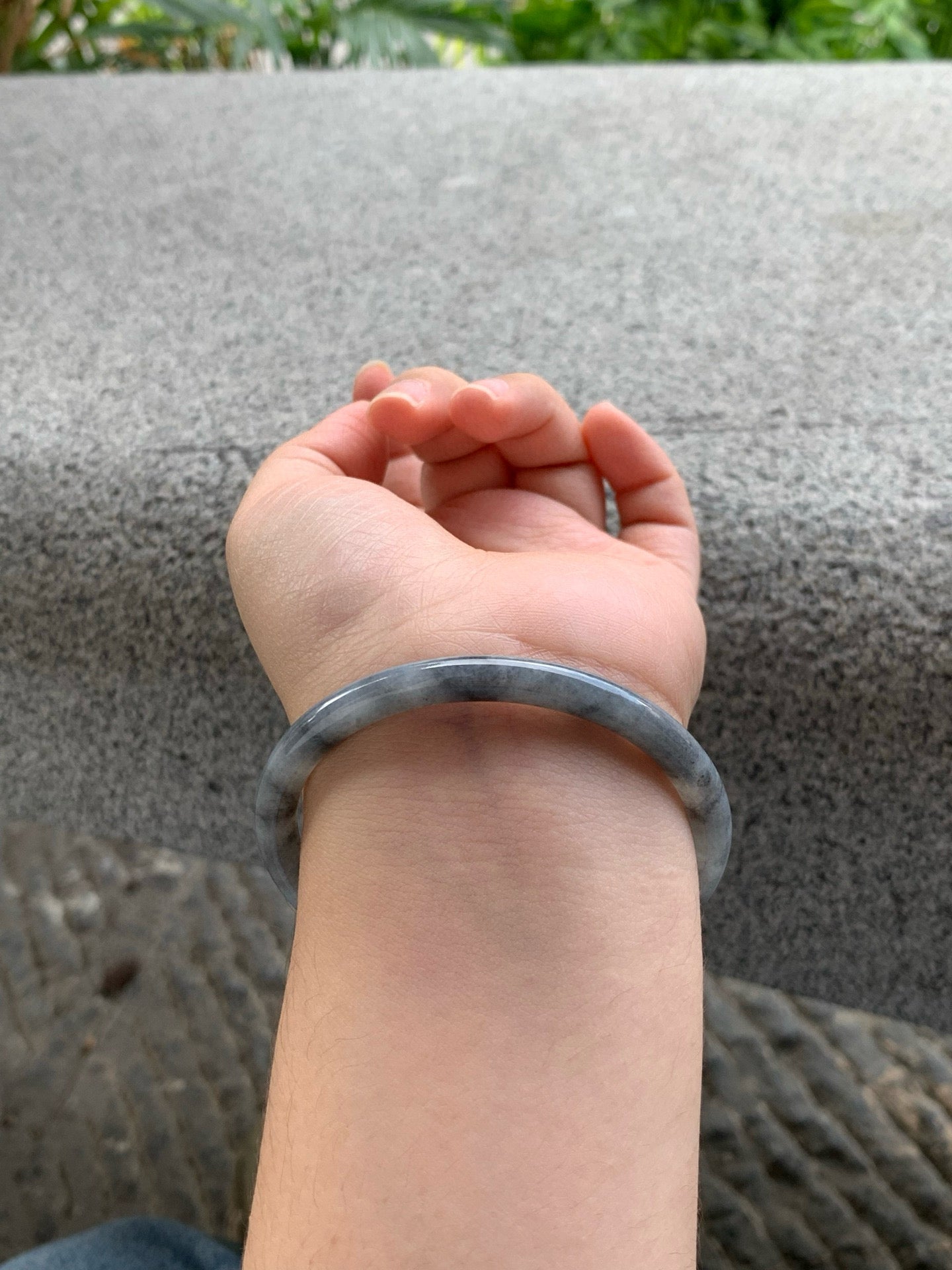 Yuanjiu Jewelry – Natural "Black Chicken" Jadeite Bracelet, Mysterious and Modern.SIZE 56