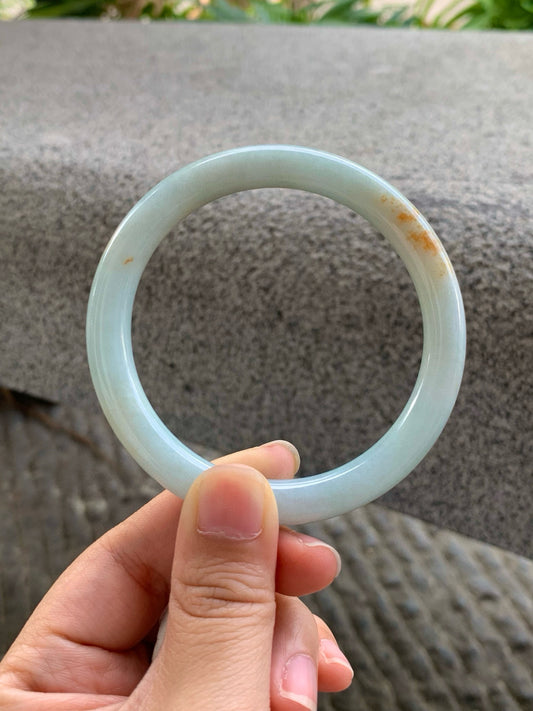 Yuanjiu Jewelry – Natural "Golden Speckled" Jadeite Bracelet, Luxurious and Elegant. SIZE 58