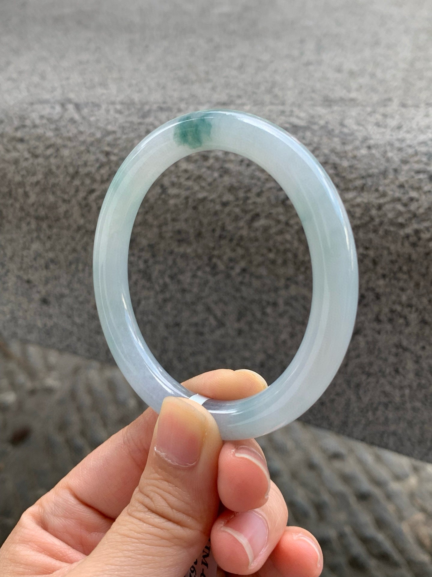 Yuanjiu Jewelry - Natural "Floating Floral" Jadeite Bracelet, Elegantly Poetic. SIZE 52