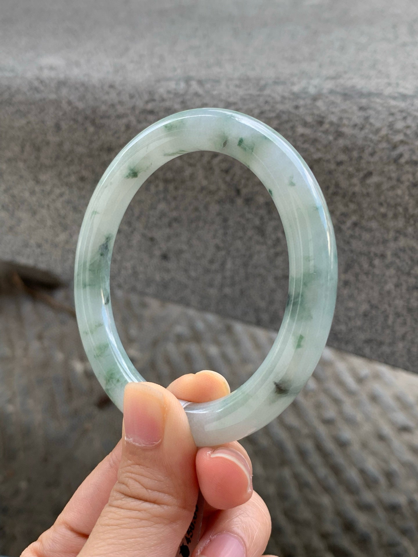 Yuanjiu Jewelry - Natural "Floating Floral" Jadeite Bracelet, Elegantly Poetic.SIZE 55.6