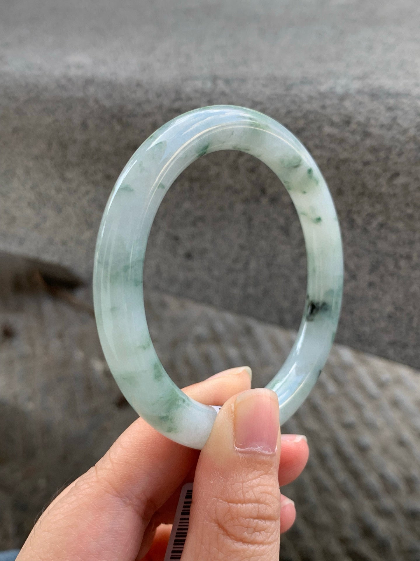 Yuanjiu Jewelry - Natural "Floating Floral" Jadeite Bracelet, Elegantly Poetic.SIZE 55.6