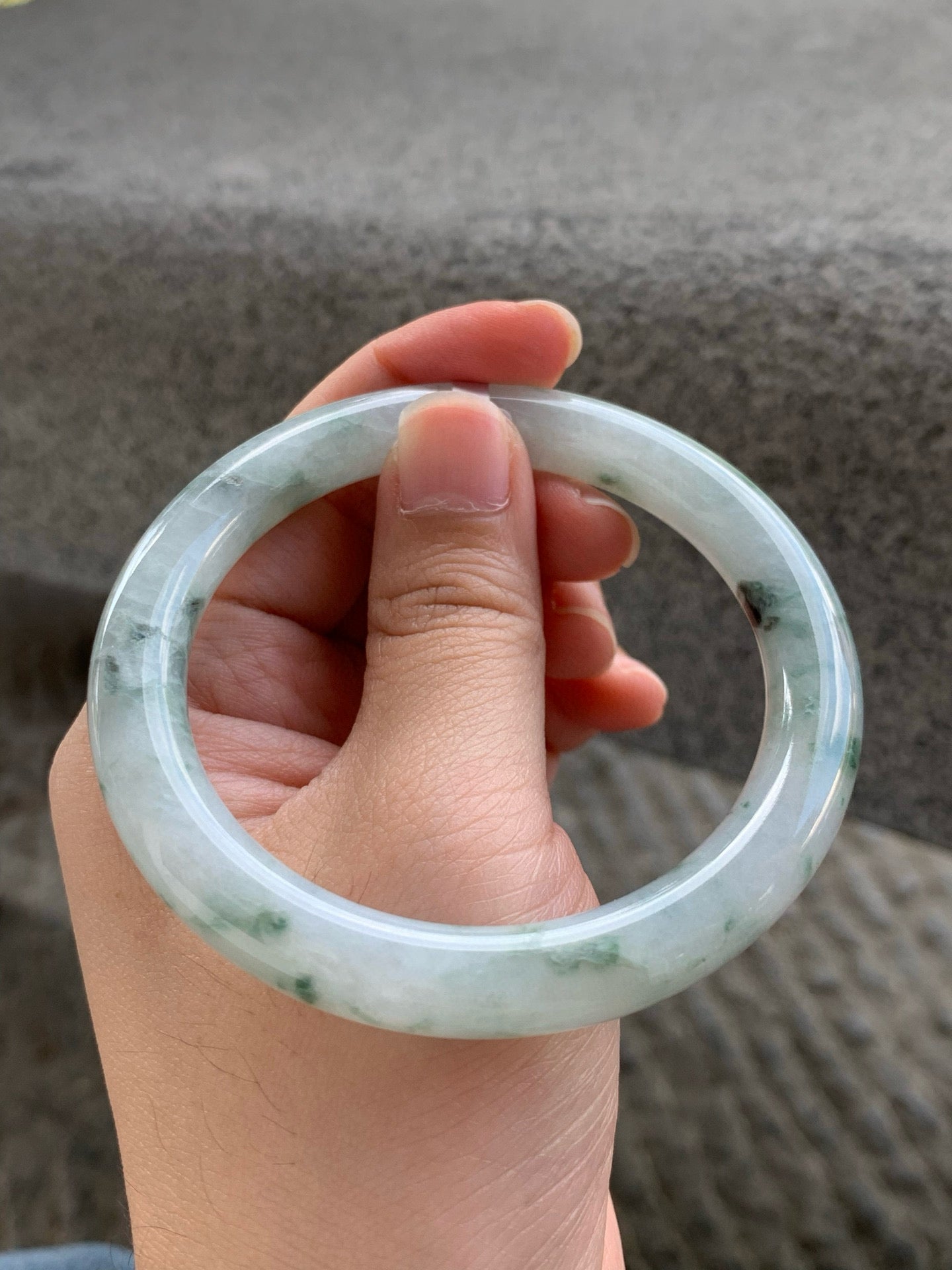 Yuanjiu Jewelry - Natural "Floating Floral" Jadeite Bracelet, Elegantly Poetic.SIZE 55.6