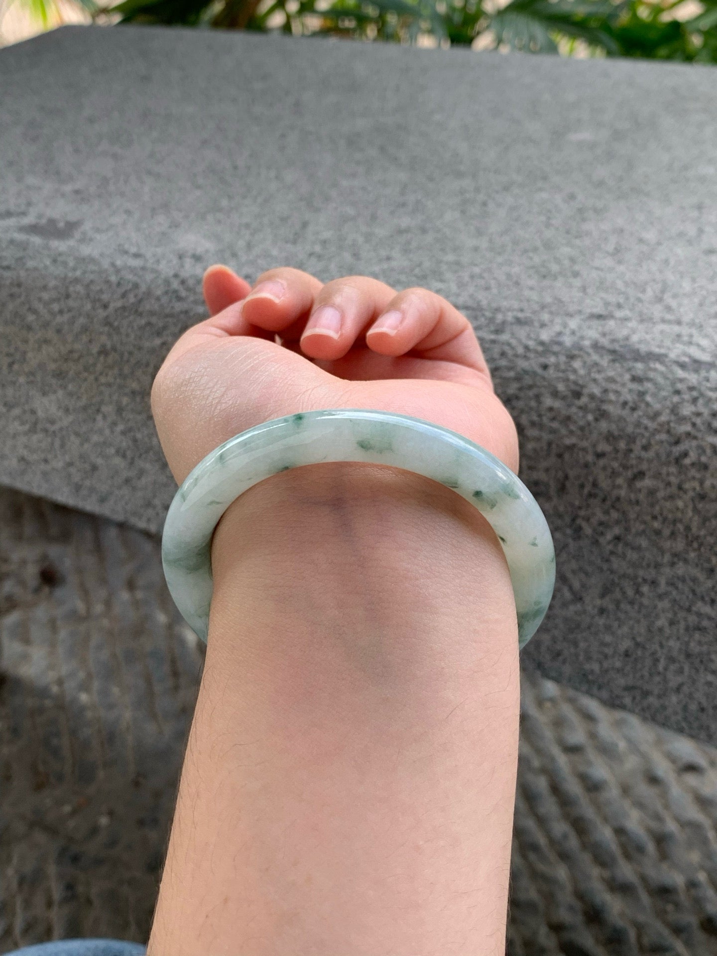 Yuanjiu Jewelry - Natural "Floating Floral" Jadeite Bracelet, Elegantly Poetic.SIZE 55.6