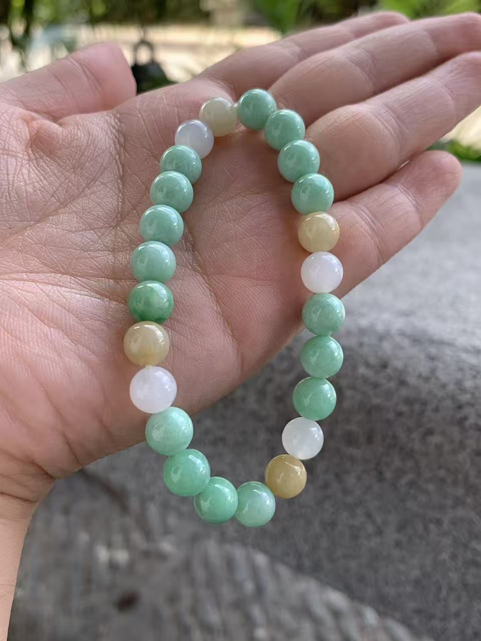 Yuanjiu Jewelry - Natural Multi-Color Jadeite Bracelet, Elegant and Refined