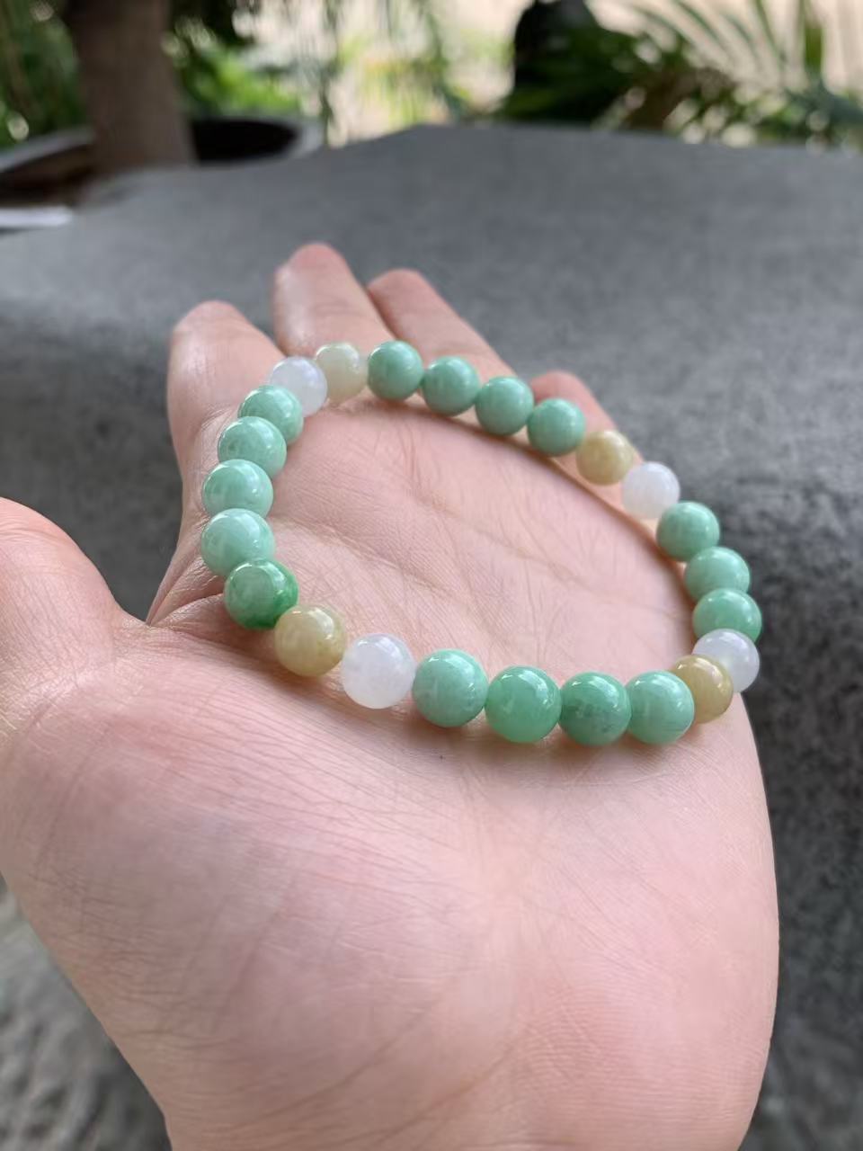 Yuanjiu Jewelry - Natural Multi-Color Jadeite Bracelet, Elegant and Refined