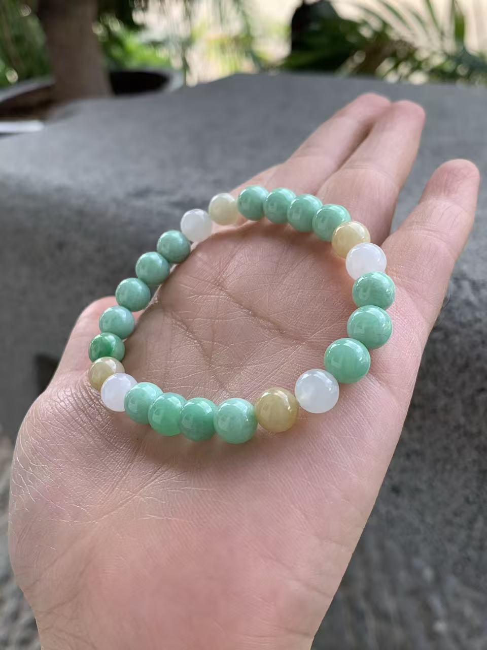 Yuanjiu Jewelry - Natural Multi-Color Jadeite Bracelet, Elegant and Refined
