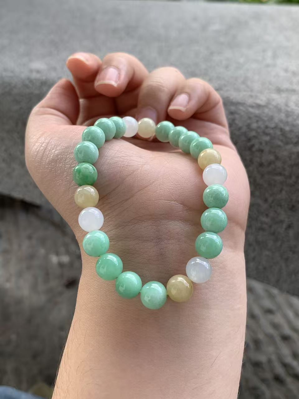 Yuanjiu Jewelry - Natural Multi-Color Jadeite Bracelet, Elegant and Refined