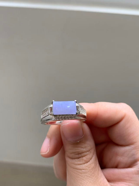 Yuanjiu Jewelry - Natural Lavender Jadeite Cabochon Ring, Elegant and Graceful