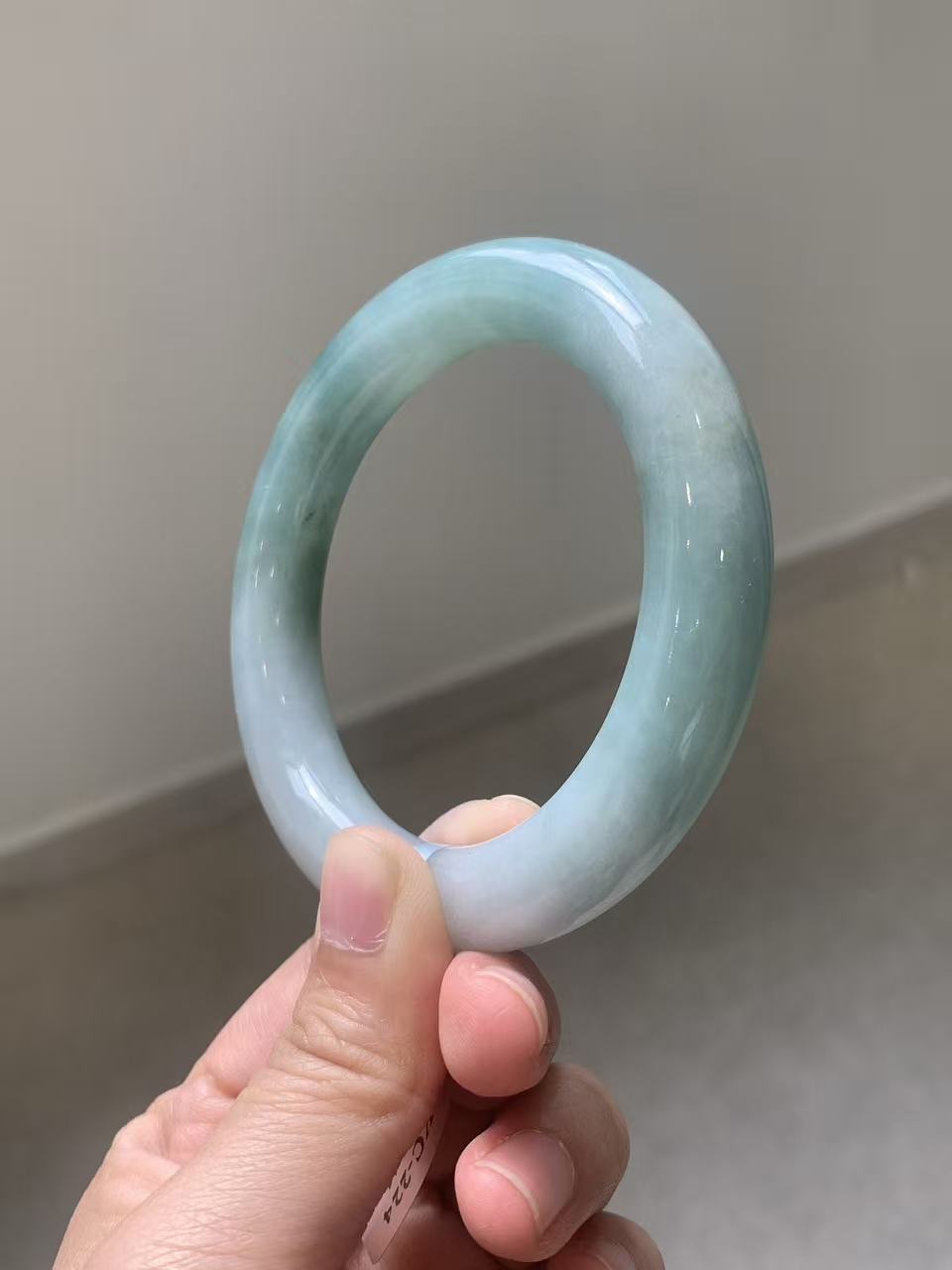 Yuanjiu Jewelry - Natural Lake Blue Jadeite Bangle, Elegant and Refined, Size 55.7mm