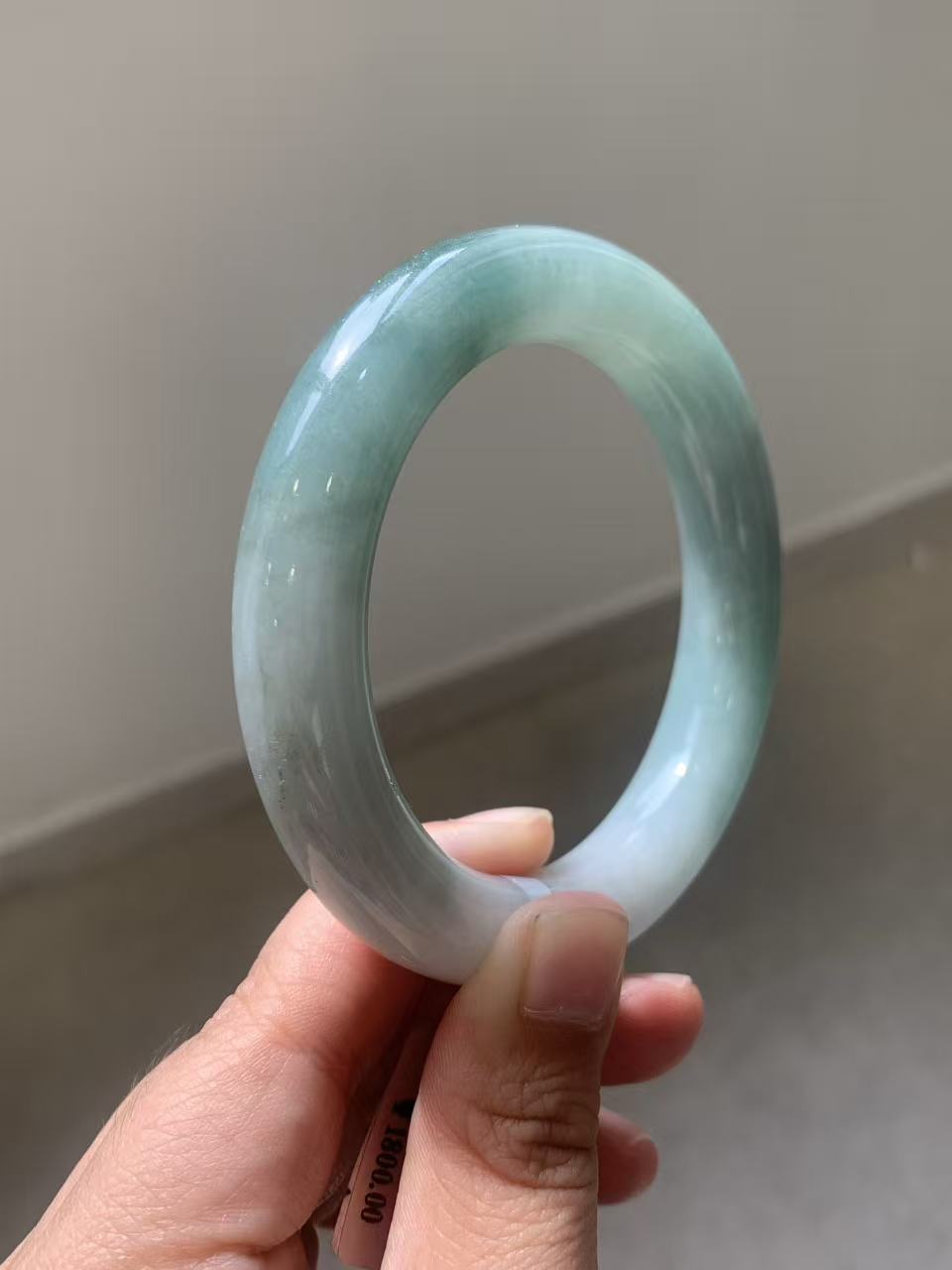 Yuanjiu Jewelry - Natural Lake Blue Jadeite Bangle, Elegant and Refined, Size 55.7mm