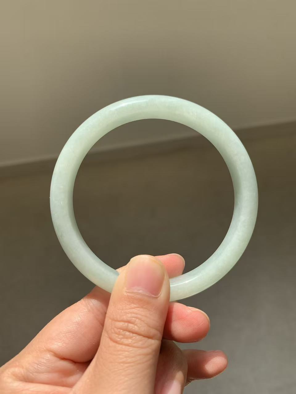 Yuanjiu Jewelry - Natural Light Blue Jadeite Bangle, Elegant and Beautiful