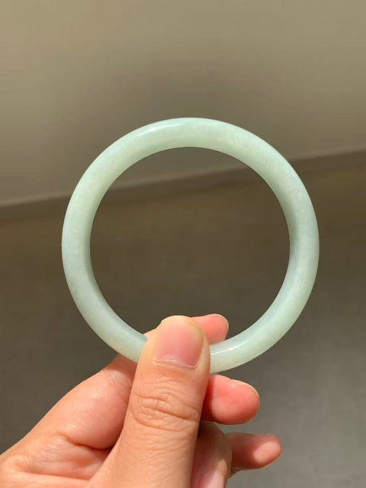 Yuanjiu Jewelry - Natural Light Blue Jadeite Bangle, Elegant and Beautiful