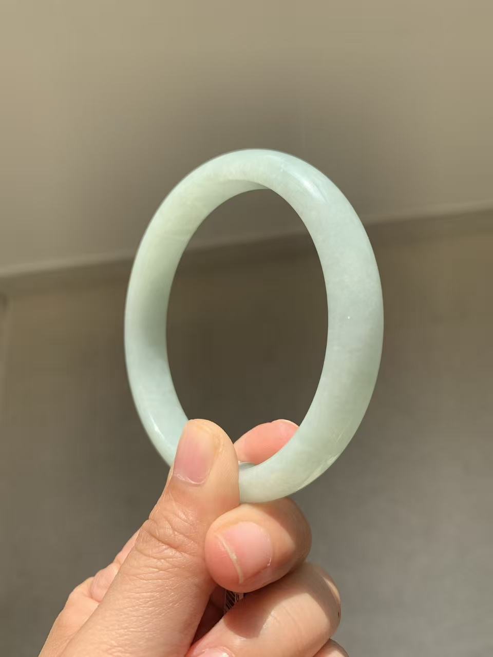 Yuanjiu Jewelry - Natural Light Blue Jadeite Bangle, Elegant and Beautiful