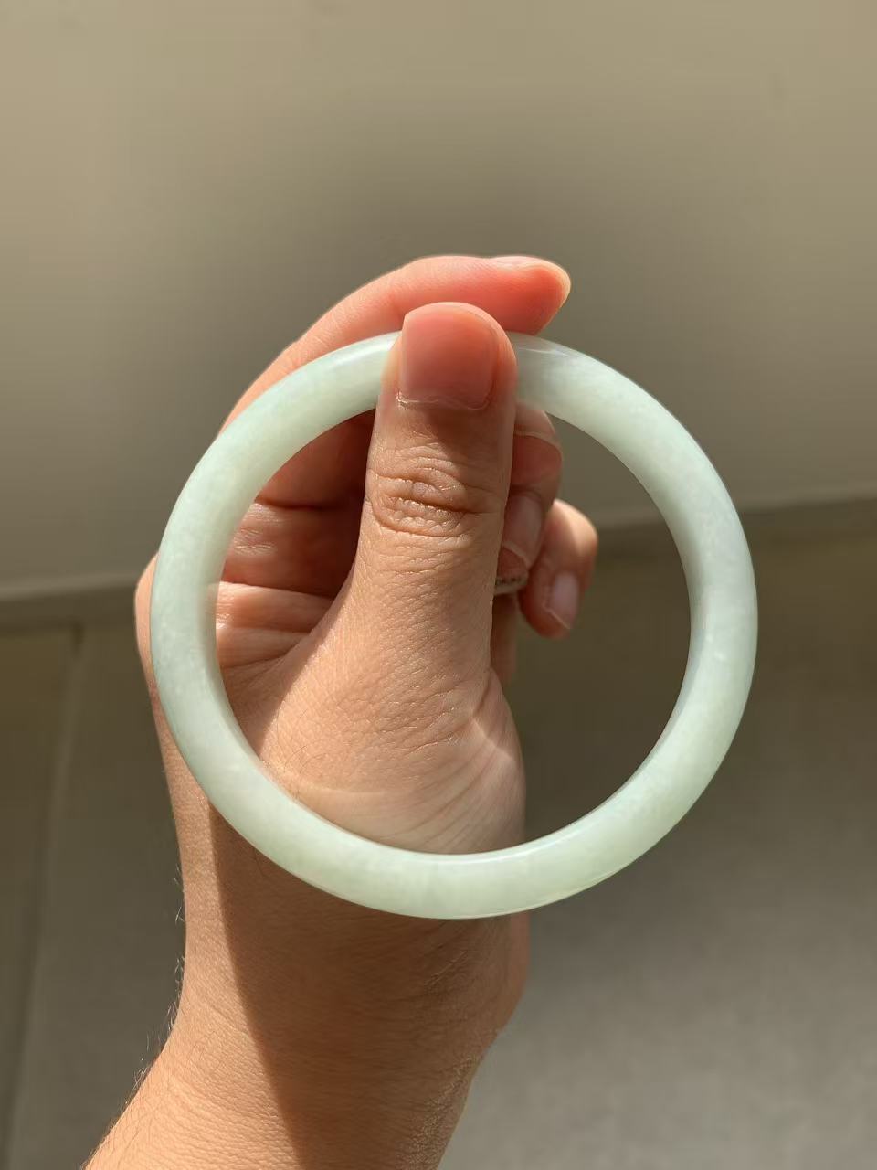 Yuanjiu Jewelry - Natural Light Blue Jadeite Bangle, Elegant and Beautiful