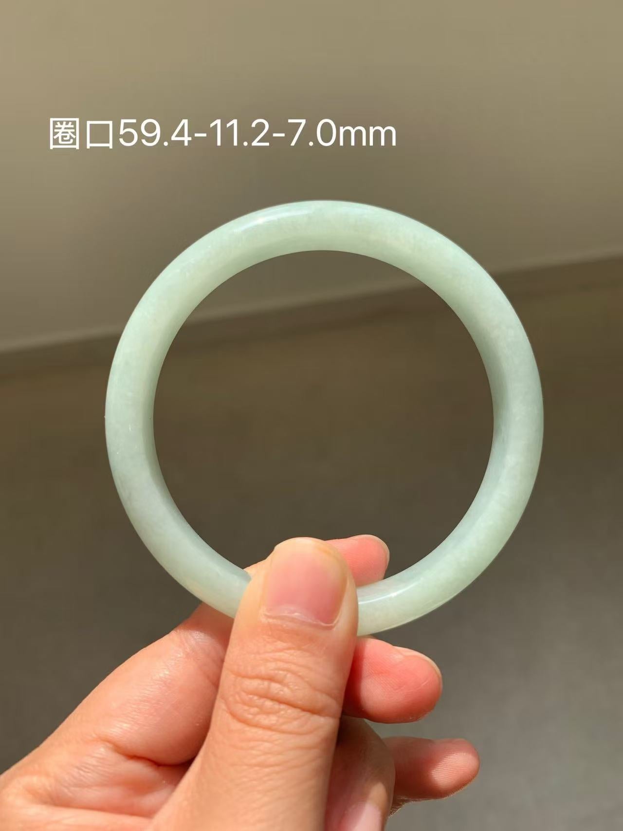 Yuanjiu Jewelry - Natural Light Blue Jadeite Bangle, Elegant and Beautiful