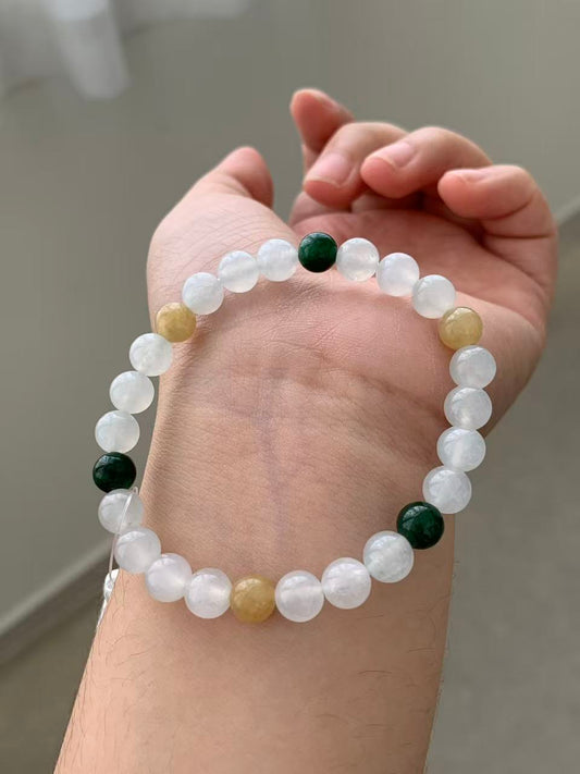 Yuanjiu Jewelry - Natural Multi-Color Jadeite Bracelet, Elegant and Beautiful